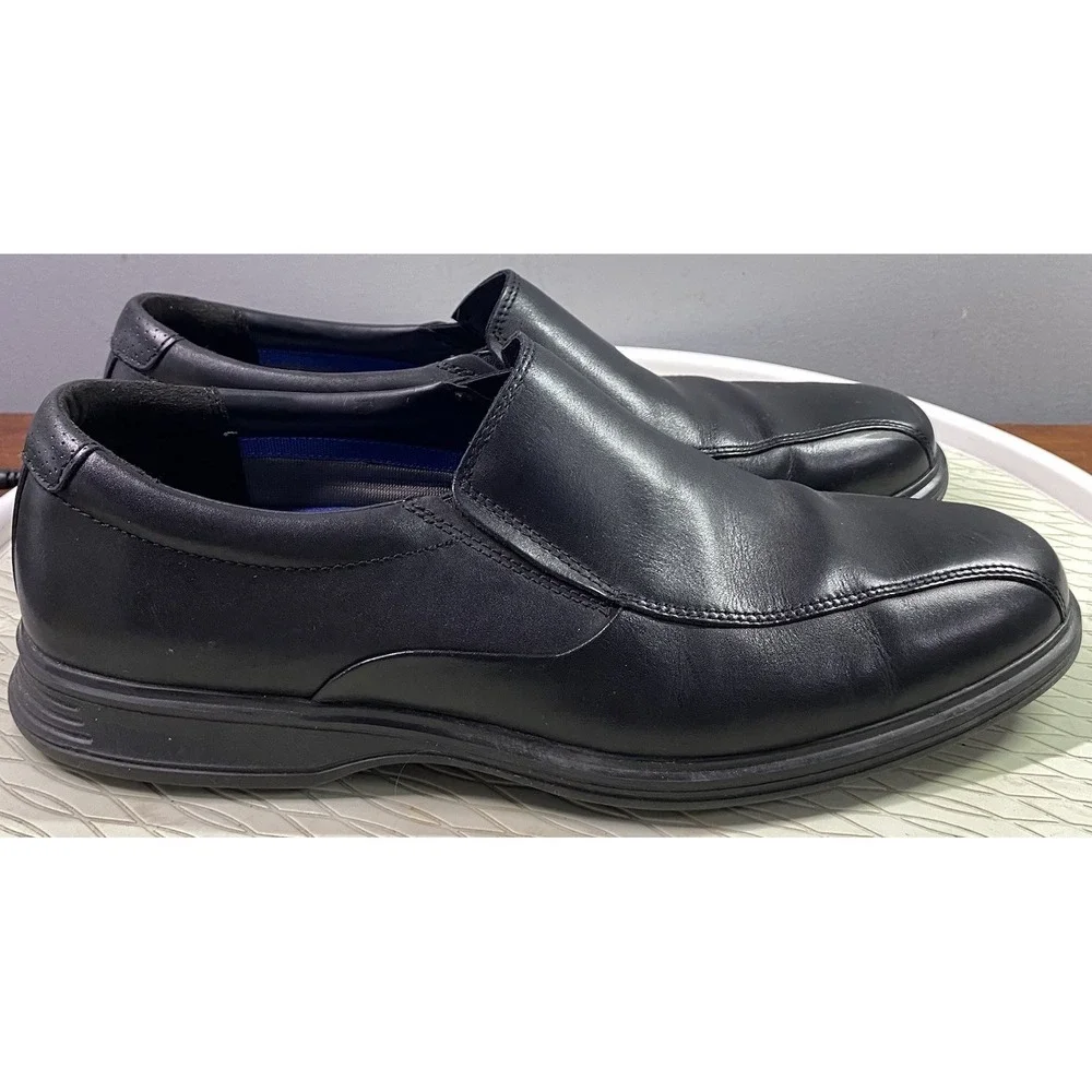 Rockport Men Leather Leader 2 Bike Toe Black Loafer Slip-On Dress Shoe ‎ Sz.11.5